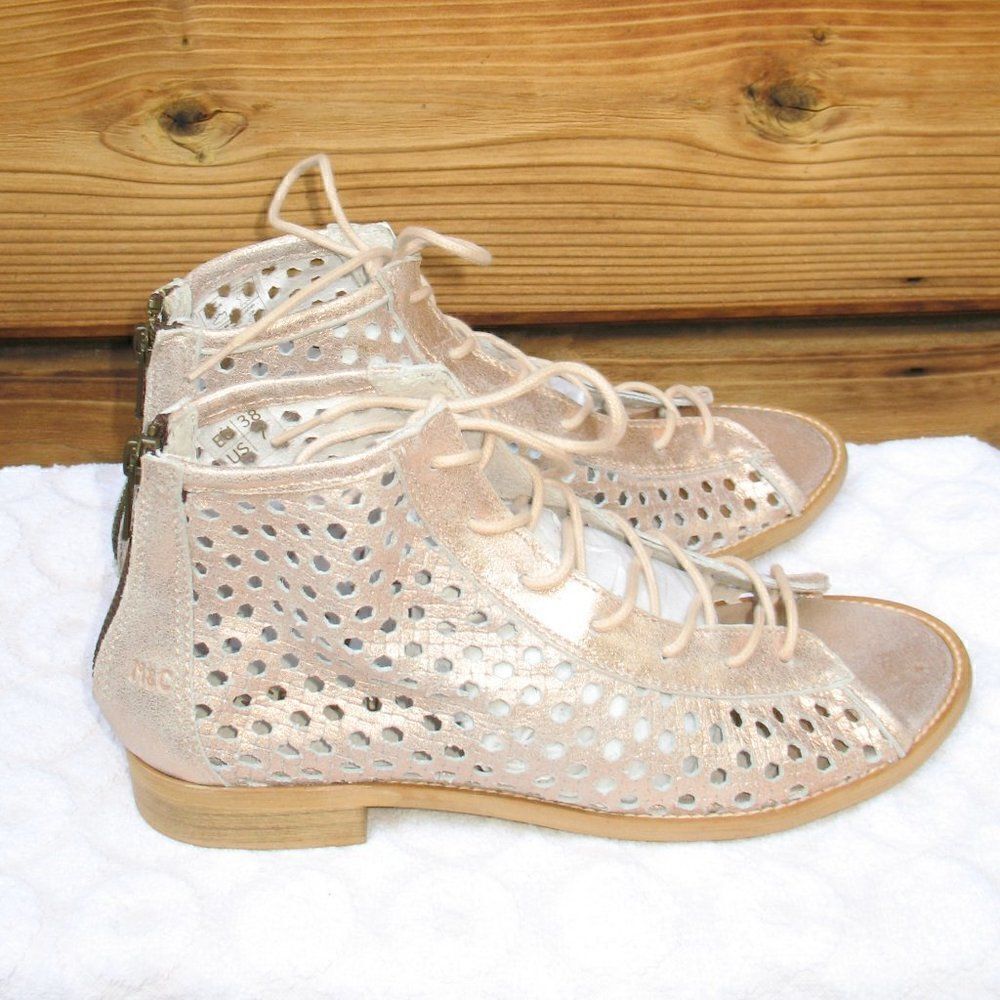 Musse & Cloud Size 8 Rose Gold Leather Booties Metallic Shoes